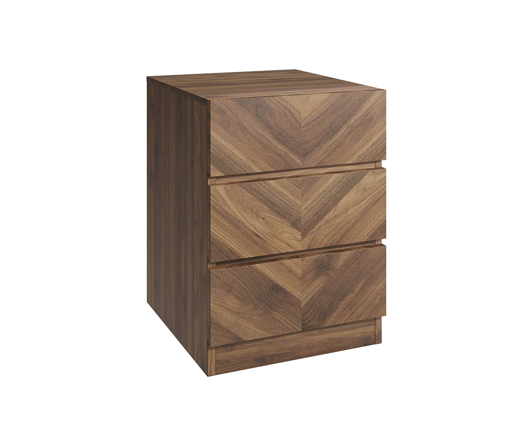 catania 3 drawer bedside table in dark wood