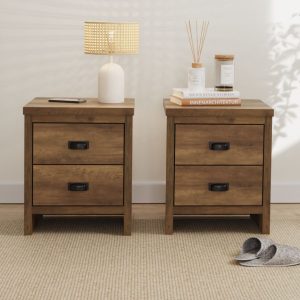 pair of oak colour boston bedside tables
