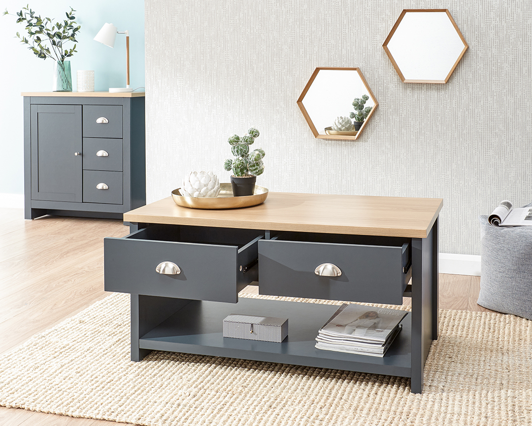 lancaster 2 drawer coffee table in slate