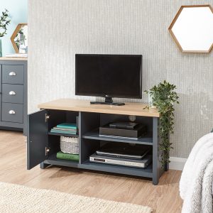 small lancaster tv unit in slate